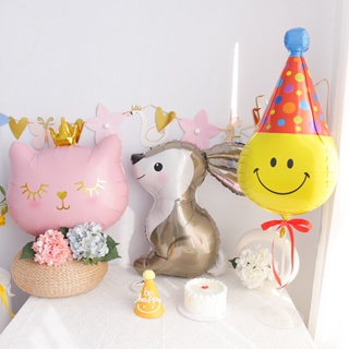 ลูกโป่งฟอยล์ฮีเลียม รูปมงกุฎ แมว สีชมพู สีดํา สําหรับตกแต่งงานแต่งงาน ปาร์ตี้วันเกิดเด็ก