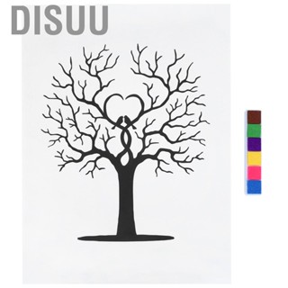 Disuu Beautiful Fingerprint Tree DIY Guest Signature Sign‑In Book Canvas Thumbprint Painting Poster Unique Artwork for Weddings Birthdays