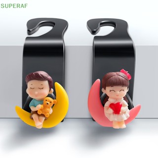 Superaf ตะขอแขวนด้านหลังเบาะรถยนต์ ลายการ์ตูนน่ารัก สร้างสรรค์ 2 ชิ้น