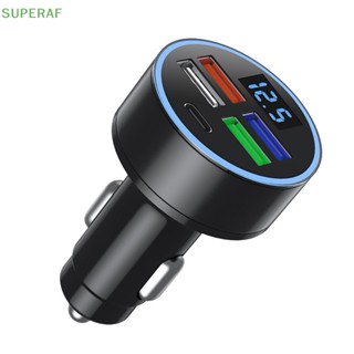 Superaf ขายดี ที่ชาร์จดิจิทัล 4 In 1 QC3.0 4USB 66WPD ประสิทธิภาพสูง ชาร์จเร็ว สําหรับรถยนต์