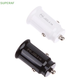 Superaf QC3.0 อะแดปเตอร์ชาร์จไฟในรถยนต์ แบบพอร์ตคู่ ขนาดเล็ก ชาร์จเร็ว สีขาว สีดํา