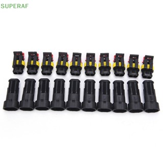 Superaf ชุดปลั๊กเชื่อมต่อสายไฟ 2 Pin กันน้ํา สําหรับรถยนต์ 10 ชุด