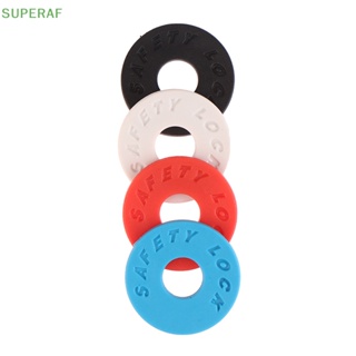 Superaf ขายดี หัวเข็มขัดยางนิ่ม กันลื่น สําหรับสายคล้องกีตาร์ 2 ชิ้น