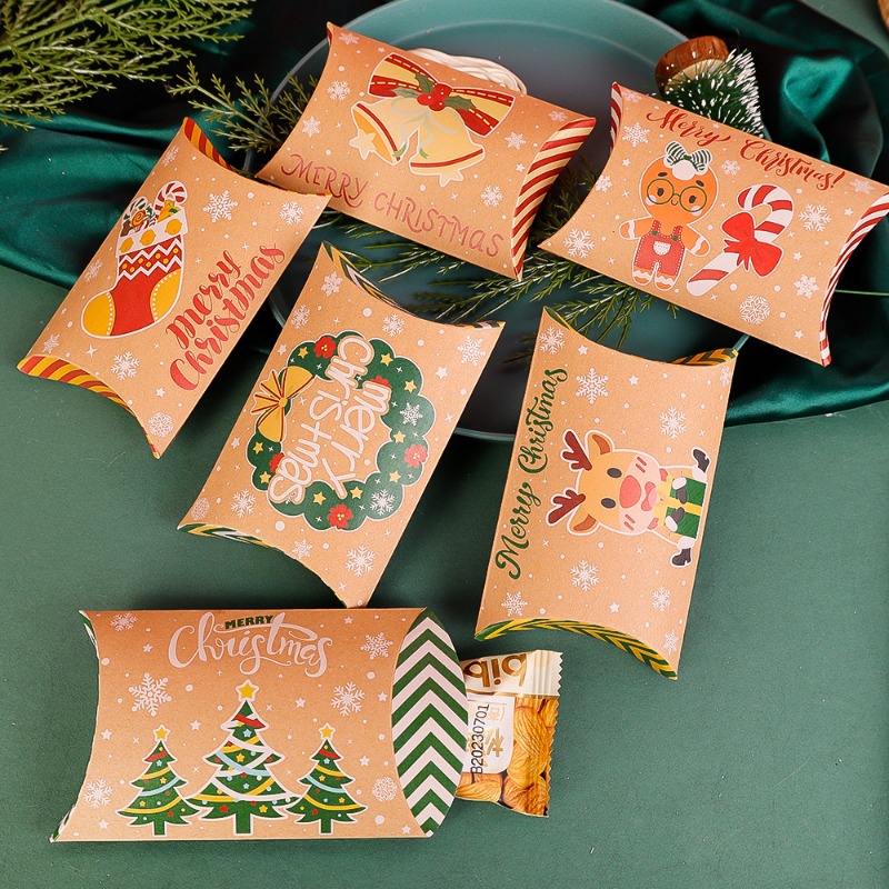 กล่องกระดาษคราฟท์-ลายการ์ตูนซานตาคลอส-สโนว์แมน-น่ารัก-สําหรับใส่ขนม-ของขวัญคริสต์มาส-10-12-ชิ้น