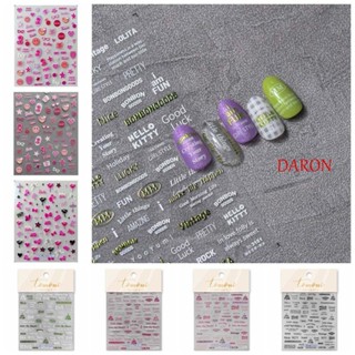 Daron สติกเกอร์ตกแต่งเล็บ ลายตัวอักษรภาษาอังกฤษ บาร์บี้ Y2K สีชมพู สําหรับร้านเสริมสวย