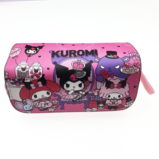 กระเป๋าดินสอ ผ้าออกซ์ฟอร์ด ลายการ์ตูนอนิเมะ Kuromi น่ารัก สีชมพู มีซิป แบบพกพา สําหรับใส่เครื่องสําอาง ของอาบน้ํา