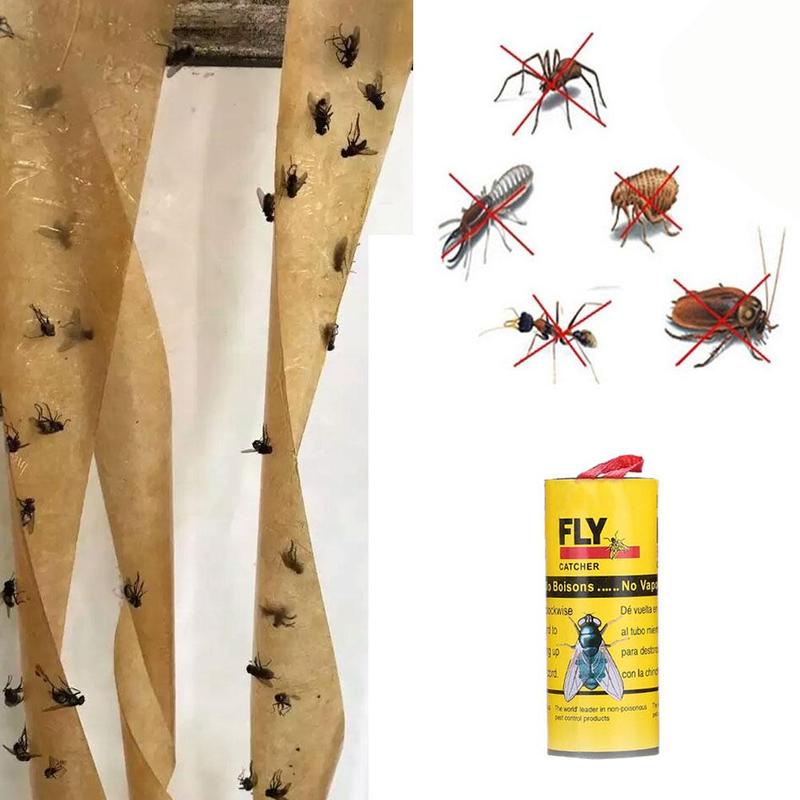 sticky-fly-ribbons-roll-แมลงวันแถบกระดาษแมลงยุง-killers-aubesstechstore