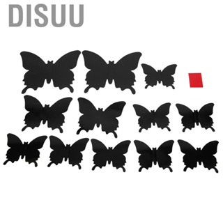 Disuu 24Pcs/Set Stereoscopic Black Butterflies Wall  Living Room Ornament