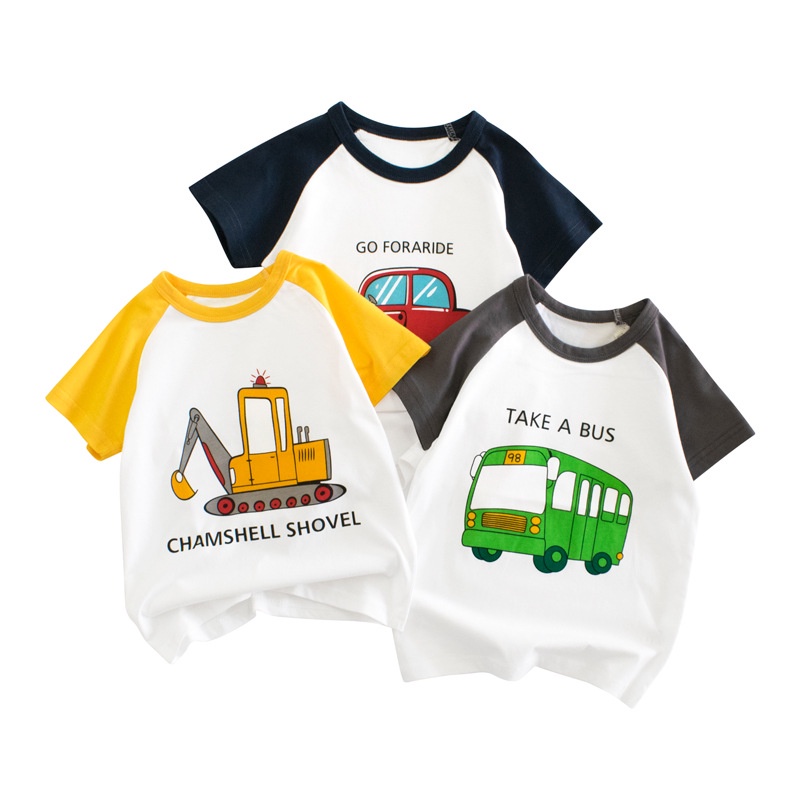เสื้อยืดคอกลม-แขนสั้น-ผ้าฝ้ายแท้-ลายรถยนต์-ทรงหลวม-สําหรับเด็กผู้ชาย-ผู้หญิง-อายุ-2-8-ปี-9446