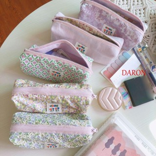 Daron กระเป๋าเครื่องสําอาง กระเป๋าคลัทช์ ผ้าแคนวาส ลายดอกไม้ สําหรับนักเรียน เดินทาง