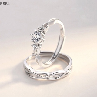 Bsbl แหวนหมั้นแต่งงาน ประดับเพชรคริสตัล ปรับได้ 1 คู่