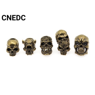 Cnedc พวงกุญแจ จี้ลูกปัดทองเหลือง รูปหัวกะโหลก EDC 5 แบบ มีซิป DIY