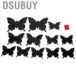 Dsubuy 24Pcs/Set Stereoscopic Black Butterflies Wall  Living Room Ornament