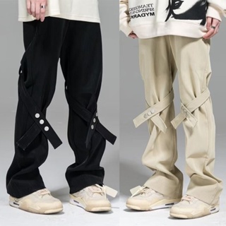 กางเกงผู้ชาย กางเกงกีฬาขายาวลําลอง ทรงหลวม ทรงตรง พลัสไซซ์ แฟชั่นฤดูร้อน สไตล์เกาหลี วินเทจ กางเกงขายาวผู้ชาย สําหรับผู้ชาย ไซซ์ M - 3XL