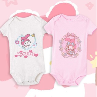 ชุดบอดี้สูท รอมเปอร์ แขนสั้น ลายการ์ตูน My Melody น่ารัก สําหรับเด็กทารกแรกเกิด เด็กวัยหัดเดิน เด็กผู้ชาย เด็กผู้หญิง