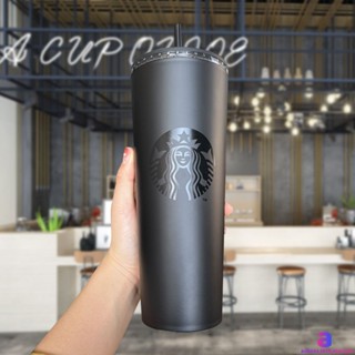 จำหน่ายแก้ว Starbucks Matte Black Coffee Cup Double Layer Frosted Straw 24oz/16oz AUBESSTECHSTORE