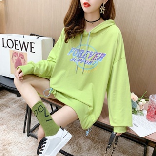 1007 autumn new loose hoodie womens large size thin fashion casual hooded sweater