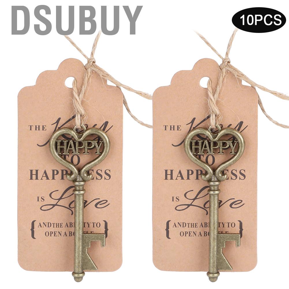 dsubuy-10-pcs-bottle-opener-vintage-metal-key-with-porable-tag-card-for