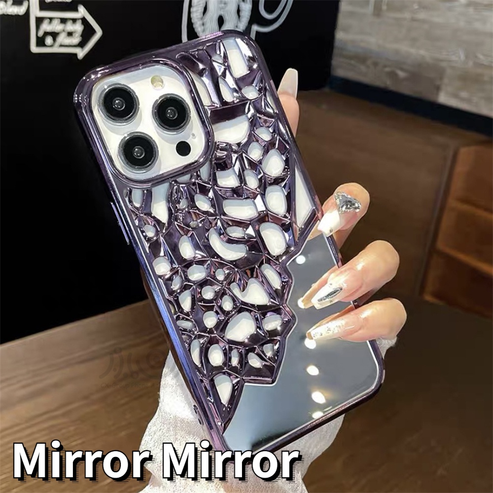 เคสโทรศัพท์มือถือกระจกแต่งหน้า-กันกระแทก-ลายฉลุ-3d-หรูหรา-สําหรับ-iphone-15-14-13-12-11-pro-max-14-15-promax