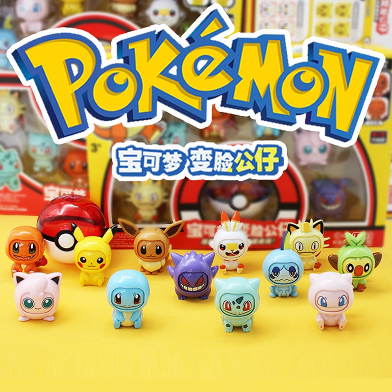 pokemon-face-เปลี่ยนแคปซูลชุดของเล่นการ์ตูนอะนิเมะ-pikachu-elf-ball-ตุ๊กตาเด็กวันเกิดคริสต์มาสของขวั