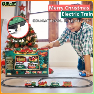 คริสต์มาสชุดของเล่นรถไฟไฟฟ้ารถรางรุ่นเพลงSanta Claus Treeตกแต่งแม่แบบคริสต์มาสของขวัญ -FE