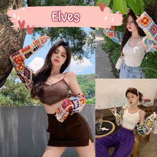 Elves✨พร้อมส่ง✨ เสื้อคลุมถักไหมพรม ครึ่งตัวสีสันสดใส ~C3388~ -C