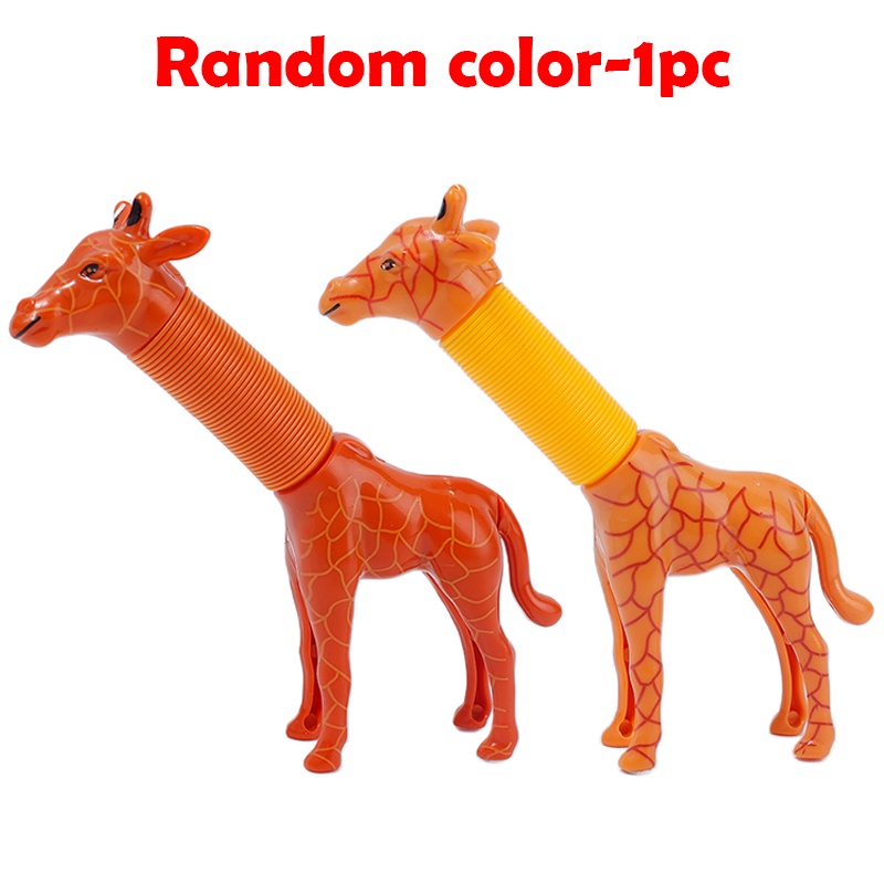 New Giraffe Pop Tubes Toys Retractable Animals Spring Tube Adult Kids ...