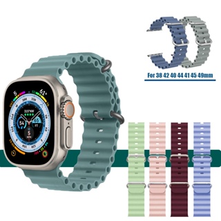 สายนาฬิกาข้อมือซิลิโคน แบบเปลี่ยน สําหรับ Apple Watch Series 8 7 ultra 49 มม. 45 มม. 41 มม. 44 มม. 40 มม. 42 มม. 38 มม.