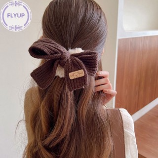 Flyup ใหม่ Scrunchie ยางรัดผม ผ้าถัก ประดับโบว์ ให้ความอบอุ่น แฟชั่นฤดูหนาว สําหรับผู้หญิง TH