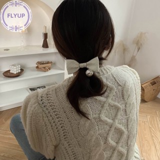 Flyup กิ๊บติดผม ริบบิ้นโบว์ สีดํา สีขาว เครื่องประดับแฟชั่น สําหรับผู้หญิง TH