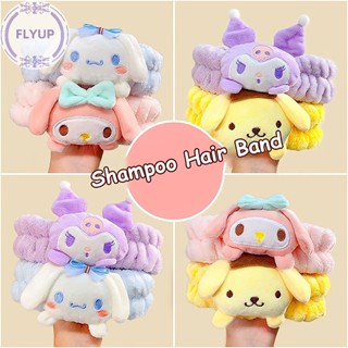 Flyup ที่คาดผม ผ้ากํามะหยี่ขนนิ่ม ประดับโบว์ ลายการ์ตูน Cinnamoroll My Melody Kuromi น่ารัก เครื่องประดับผม เหมาะกับของขวัญ แฟชั่น สําหรับล้างหน้า