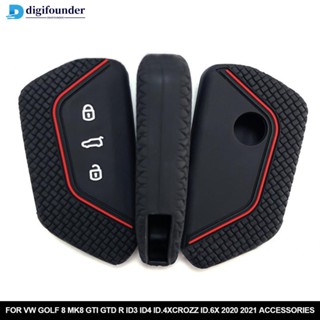 Digifounder เคสกุญแจรีโมตรถยนต์ ซิลิโคน 3 ปุ่ม อุปกรณ์เสริม สําหรับ VW Golf 8 Mk8 GTI GTD R ID3 ID4 ID.4XCROZZ ID.6X 2020 2021 C6L4