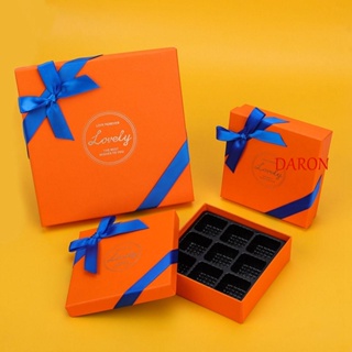 Daron กล่องของขวัญช็อคโกแลต ทรงสี่เหลี่ยม ประดับโบว์ สไตล์โรแมนติก สําหรับตกแต่งงานแต่งงาน วาเลนไทน์ บิสกิต