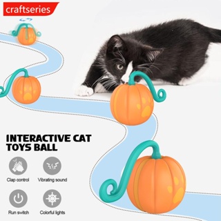 Craftseries ลูกบอลฟักทองไฟฟ้าอัจฉริยะ พร้อมไฟ LED พร้อมรีโมตคอนโทรล สําหรับสัตว์เลี้ยง แมว U8Y9