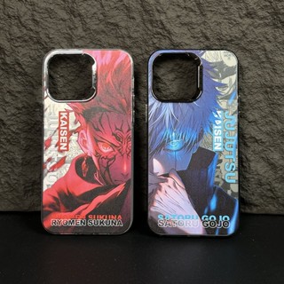 เคสโทรศัพท์มือถือ เนื้อแมตต์ ลาย Jujutsu Kaisen Sukuna Gojo สีเงิน สําหรับ iPhone 14 Pro Max 13 12 Pro Max 11