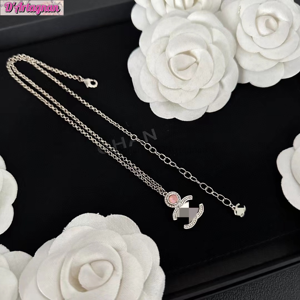 boutique-spot-cc-23a-สร้อยคอโลหะ-ชุบทอง-ประดับเพชร-พลอยเทียม-สีชมพู-คุณภาพสูง-สไตล์เกาหลี-เรโทร-แฟชั่นสําหรับผู้หญิง-2023
