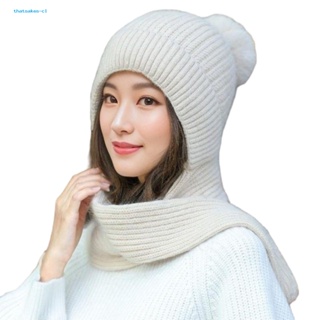 หมวกผ้าพันคอ ผ้ากํามะหยี่ขนนิ่ม ป้องกันคอ เหมาะกับฤดูหนาว สําหรับผู้หญิง