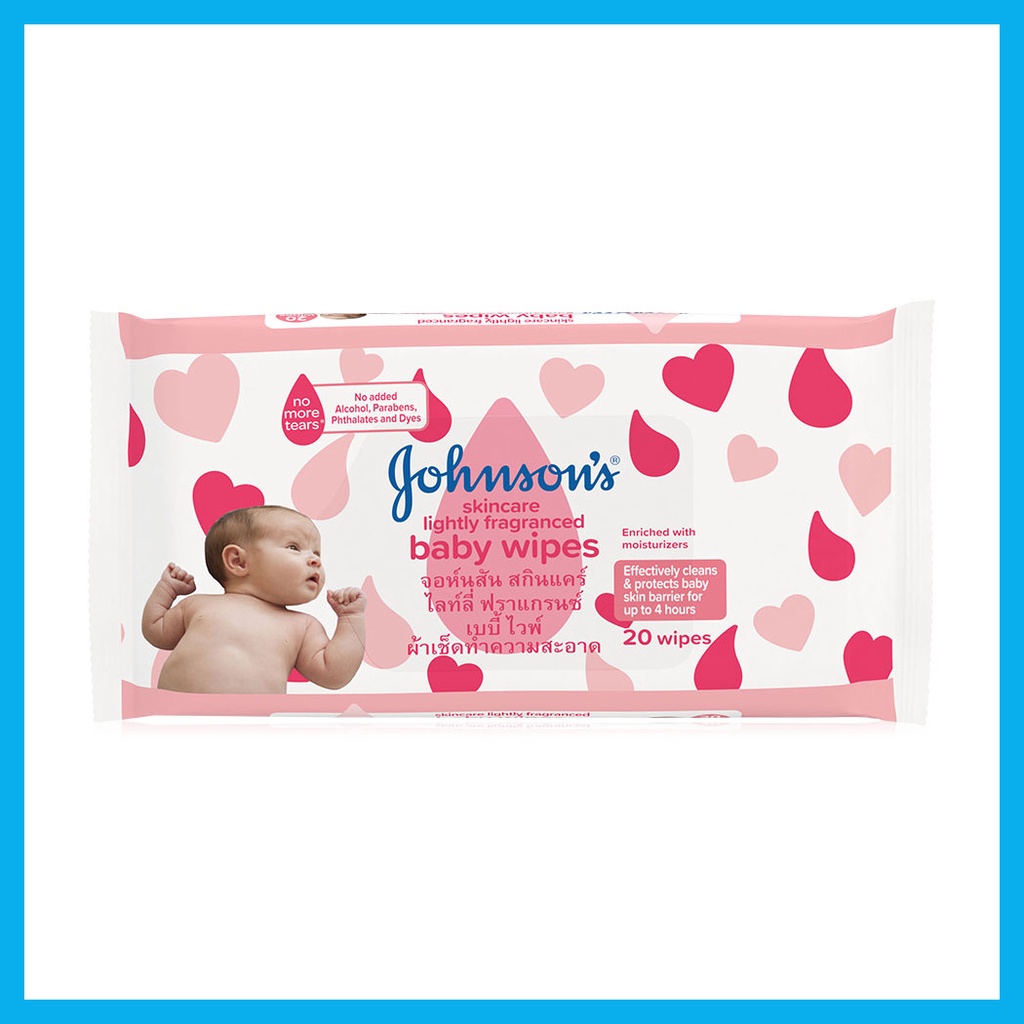 johnsons-skincare-baby-wipes-light-fragrance-20pcs-จอห์นสัน-ผ้าเช็ดทำความสะอาด-มีน้ำหอม