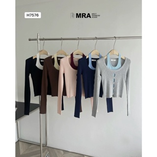 Mra เสื้อกันหนาว ลายทาง สองชิ้น สไตล์เกาหลี สําหรับผู้หญิง JW7R