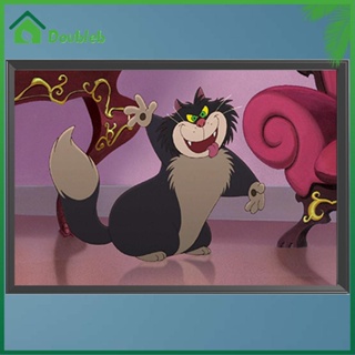 【Doub X ✮】ภาพวาดปักเพชร ทรงกลม ลายแมวลูซิเฟียน 5D ขนาด 45x30 ซม. DIY สําหรับตกแต่งบ้าน ✮