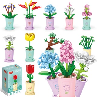 Spot second hair# compatible with Lego small particle potted building blocks immortal bouquet assembled toy ornaments simulation rose gift stall 8cc