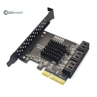 อะแดปเตอร์การ์ดขยาย SATA PCI E 6 พอร์ต SATA 3.0 เป็น PCI Express X4 SATA3.0 PCIe PCI-E SATA สีดํา สําหรับ HDD