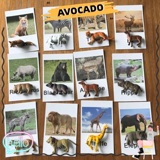 Avocarr โปสการ์ดกระดาษเรซิ่น รูปสัตว์มอนเตสซอรี่ หลากสี ของเล่นเสริมการเรียนรู้ สําหรับเด็กก่อนวัยเรียน