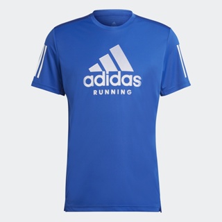 adidas วิ่ง เสื้อวิ่งแขนสั้น Own the Run AEROREADY Graphics In-Line ผู้ชาย สีน้ำเงิน HA4315