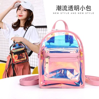 Hot Sale# manufacturers new fashion laser backpack transparent Korean style backpack for male and female middle school students 8cc