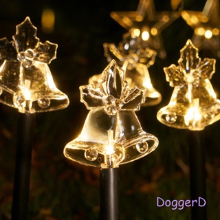 Doggerd สายไฟ LED รูปเกล็ดหิมะ ดาว กระดิ่ง พลังงานแสงอาทิตย์ สําหรับตกแต่งสวน คริสต์มาส กลางแจ้ง