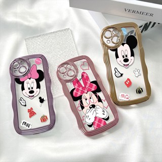 สําหรับ iPhone 12 13 14 Pro Max 12Mini 13Mini 14 Plus เคสโทรศัพท์มือถือ ซิลิโคนนุ่ม ใส บางมาก ลายมิกกี้ มินนี่ หรูหรา