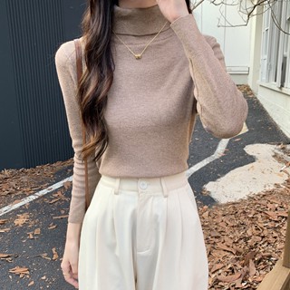 เสื้อกันหนาวแขนยาว คอเต่า แบบบาง แฟชั่นฤดูใบไม้ผลิ และฤดูใบไม้ร่วง สําหรับผู้หญิง ZM7S