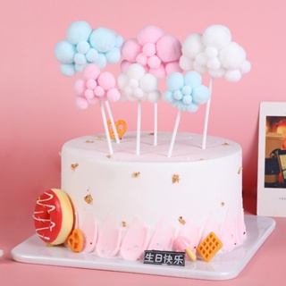 ป้ายท็อปเปอร์ รูปก้อนเมฆน่ารัก สีสันสดใส สําหรับตกแต่งเค้กวันเกิด คัพเค้ก ปาร์ตี้วันเกิด เบบี้ชาวเวอร์ 1 ชิ้น