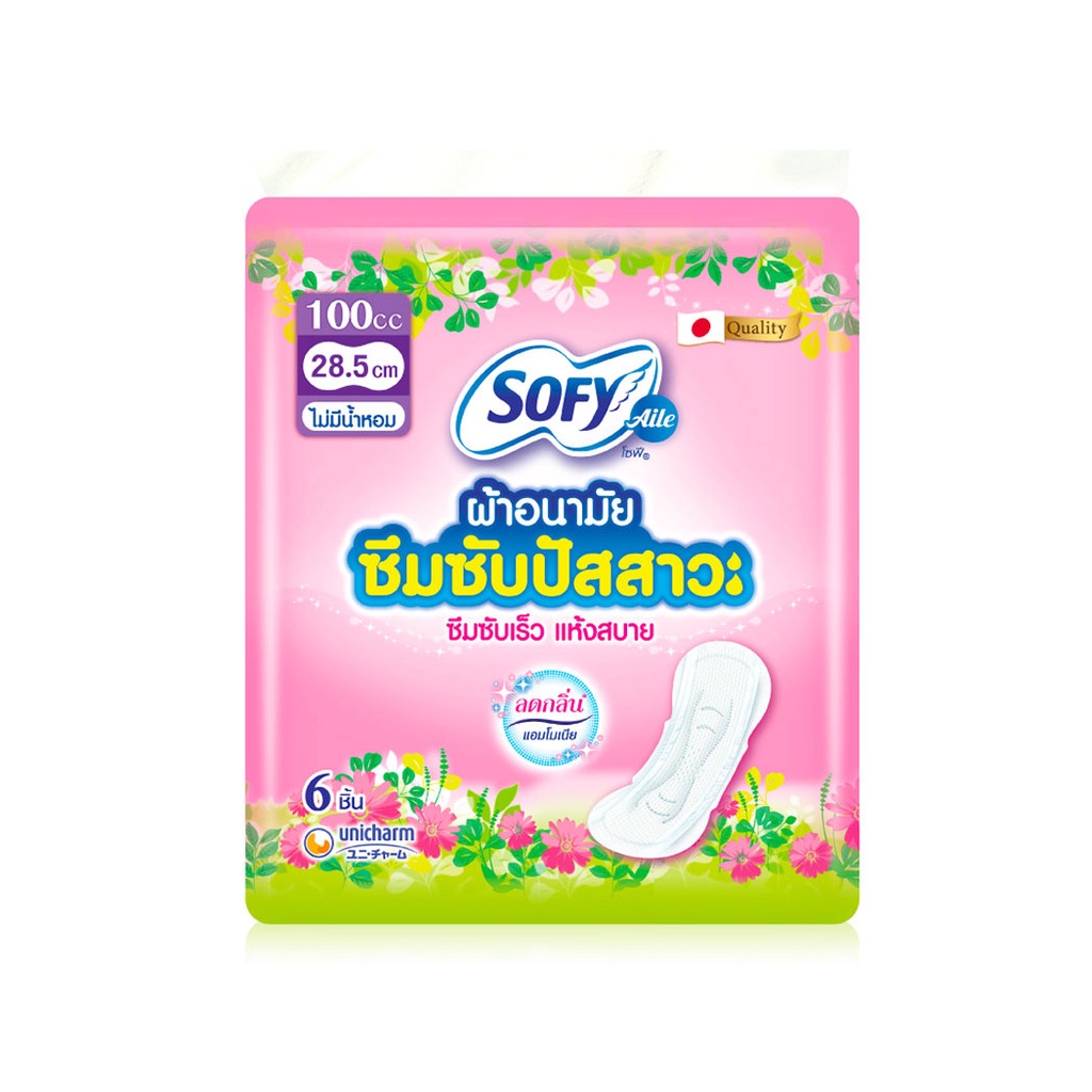 sofy-ผ้าอนามัยซึมซับปัสสาวะ-unscented-100cc-28-5cm-x-6pcs-โซฟี-แอล-ผ้าอนามัยซึมซับปัสสาวะ-100ซีซี-แบบไม่มีน้ำหอม